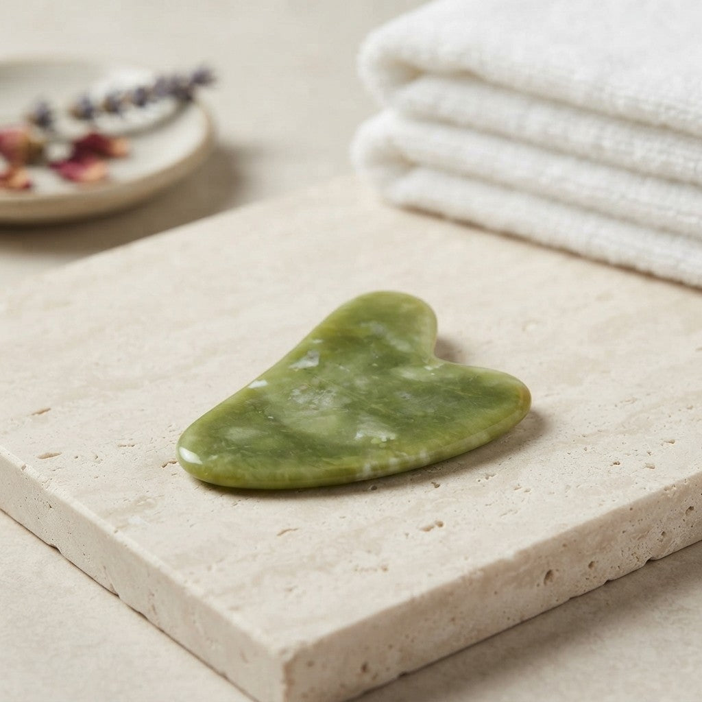 Rodillo Facial De Jade Y Piedra Gua Sha